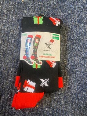 Men's Black & Red Holiday Compression Socks